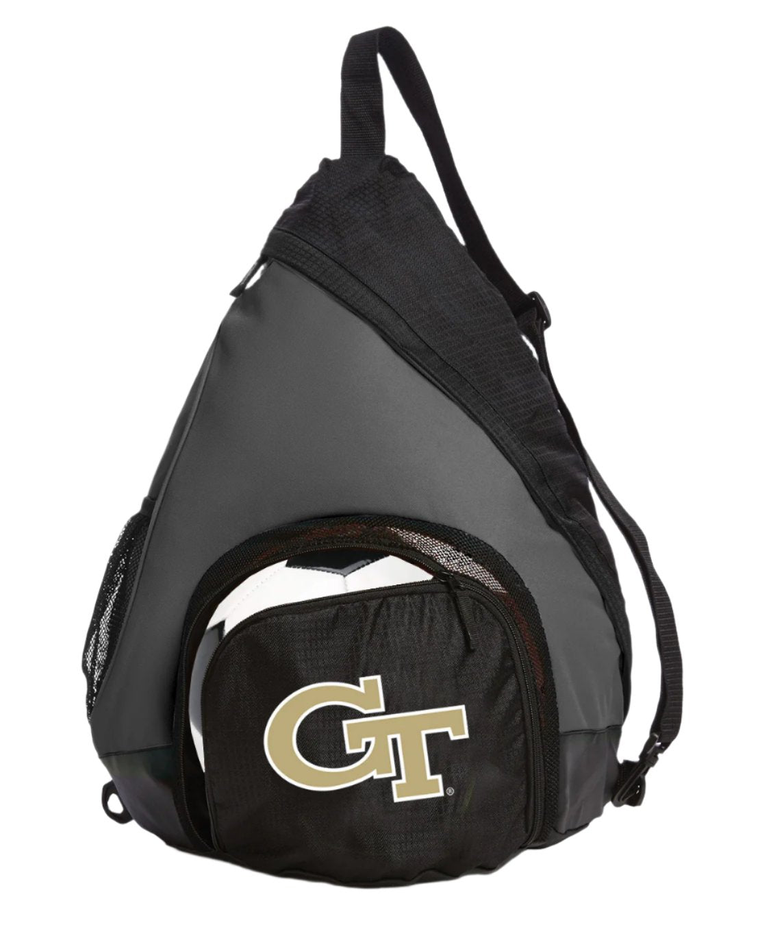 Georgia Tech Sling Backpack Georgia Tech Logo Bag with Soccer Ball or Volleyball Bag Sports Gear Compartment Practice Bag