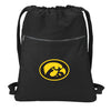 University of Iowa Canvas Drawstring Backpack Iowa Hawkeyes Cotton Cinch Pack Bag