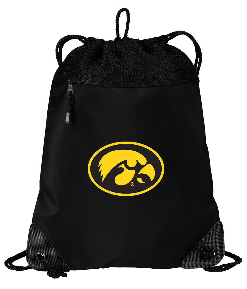 University of Iowa Drawstring Backpack Iowa Hawkeyes Cinch Pack - Mesh & Microfiber