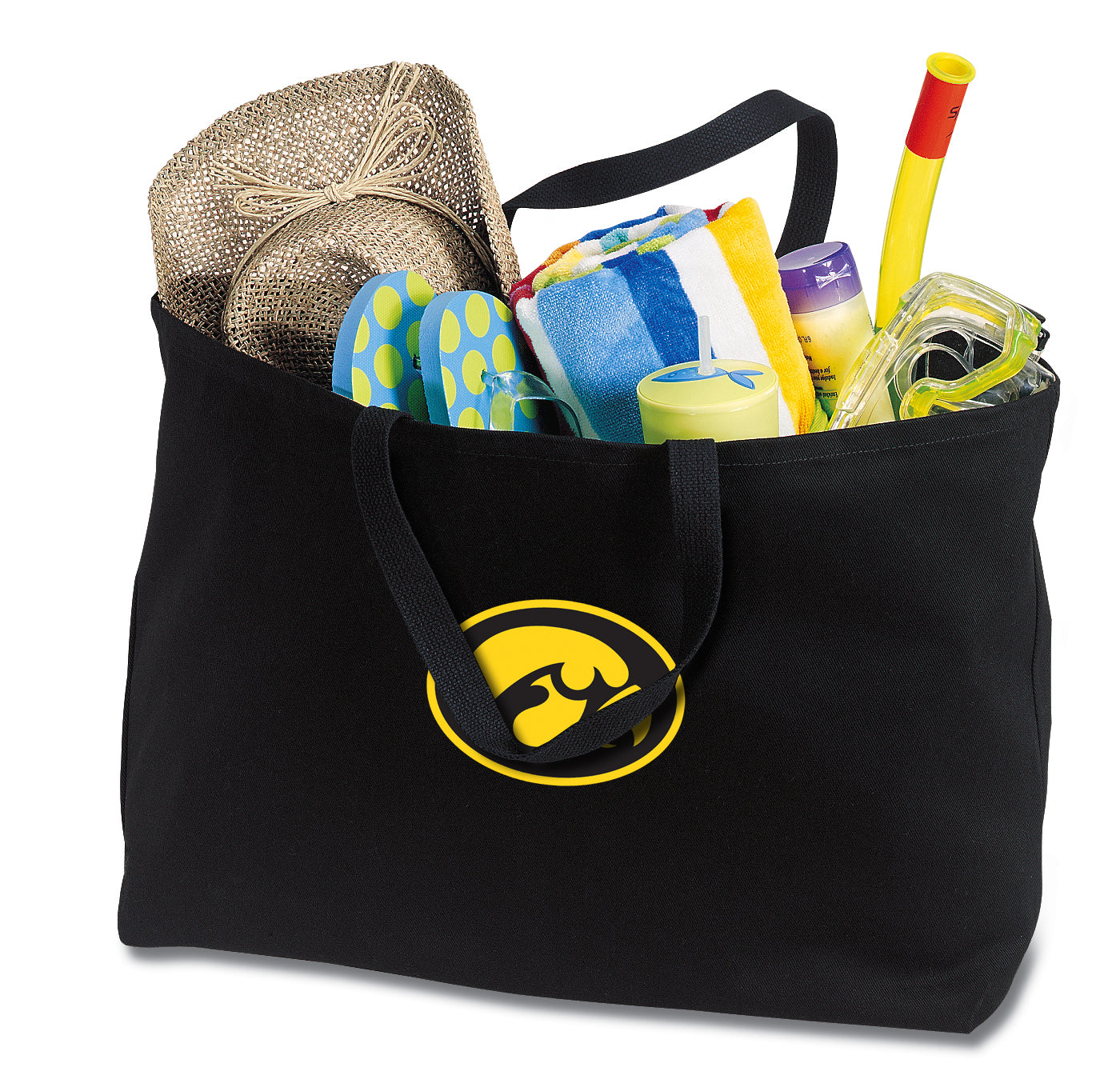 University of Iowa Large Tote Bag Iowa Hawkeyes Jumbo Tote for Beach Pool or Travel