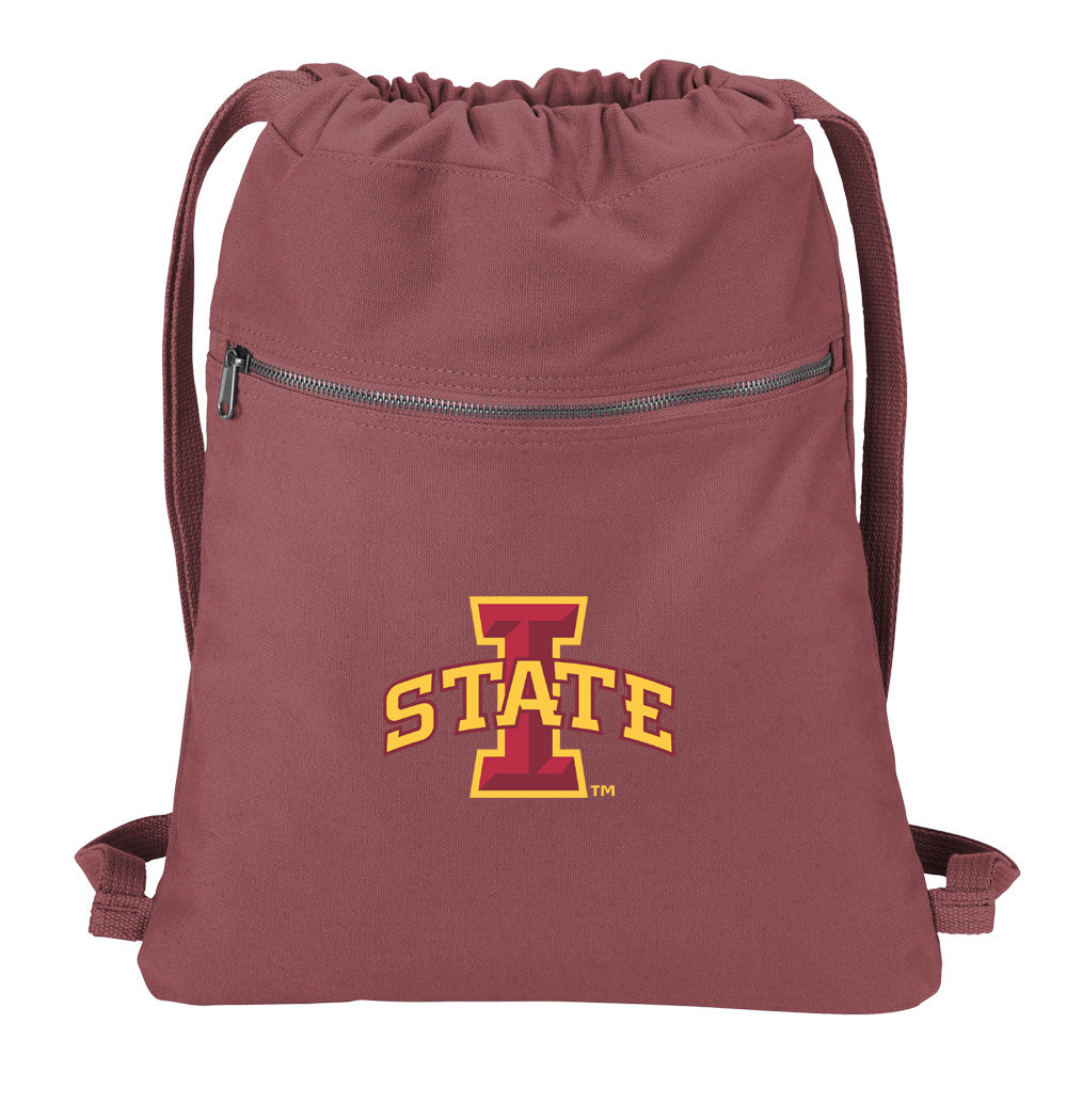 Iowa State Canvas Drawstring Backpack Iowa State University Cotton Cinch Pack Bag