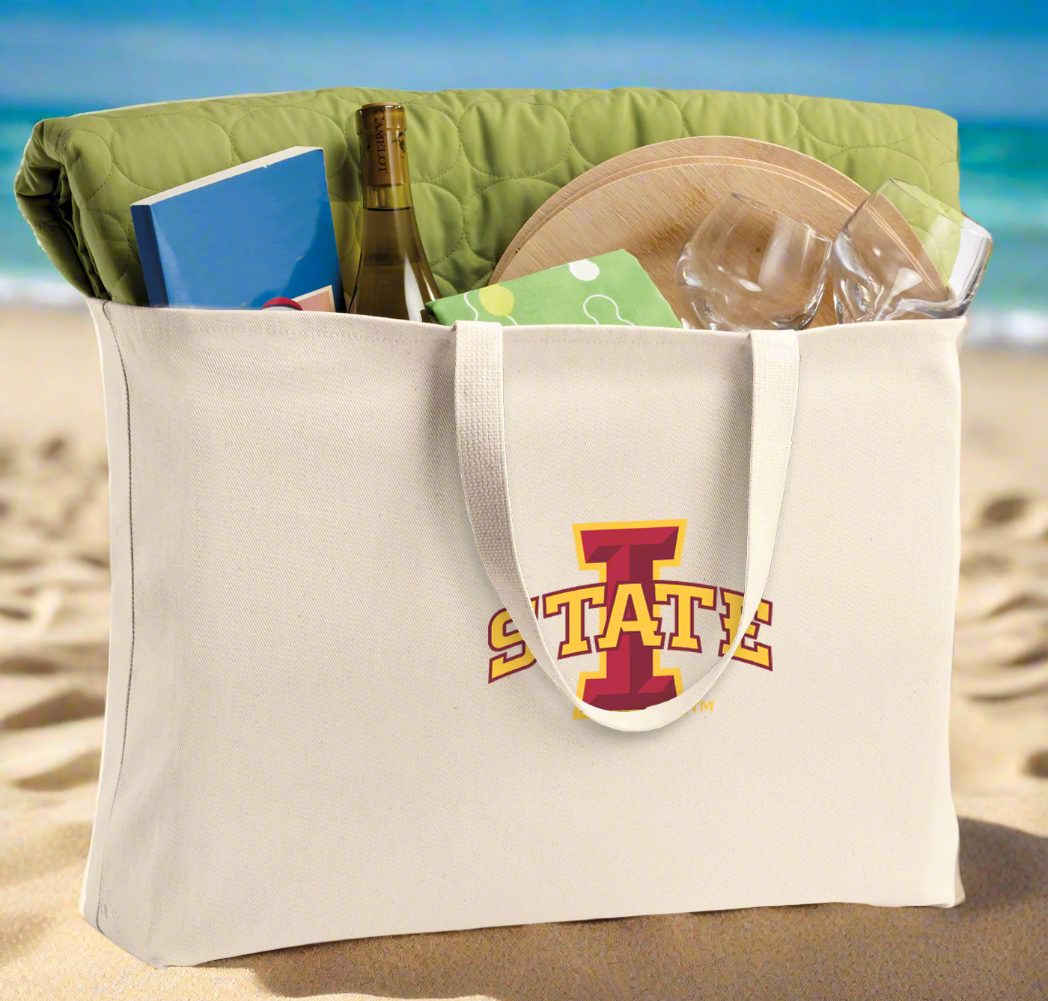 Iowa State Large Tote Bag Iowa State University Jumbo Tote for Beach Pool or Travel