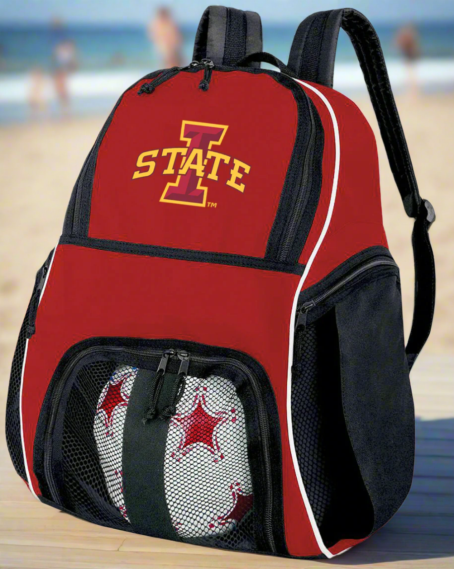 Iowa State Soccer Ball Backpack or Iowa State University Volleyball Sports Gear Bag