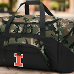 University of Illinois Large Camo Duffel Bag Illini Suitcase or Sports Gear Bag