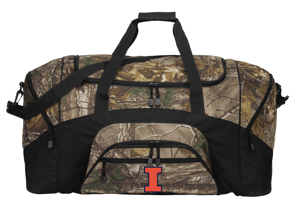 University of Illinois Camo Large Duffel Bag Illini Suitcase Travel Bag or Sports Gear Bag