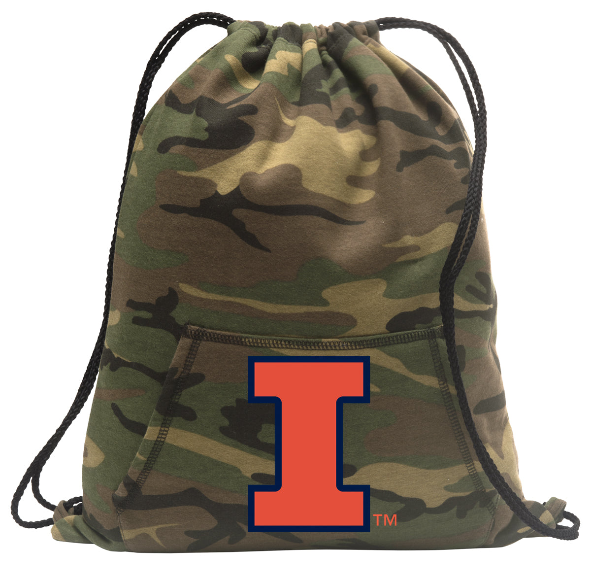 University of Illinois Camo Drawstring Backpack Illini Hoody Style Cinch Pack Bag