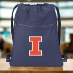 University of Illinois Canvas Drawstring Backpack Illini Cotton Cinch Pack Bag