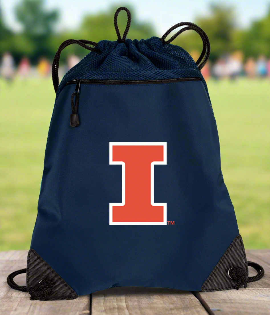 University of Illinois Drawstring Backpack Illini Cinch Pack - Mesh & Microfiber