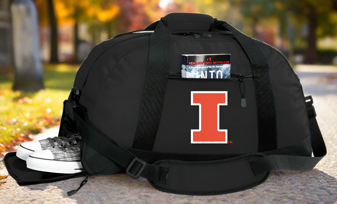 University of Illinois Duffel Bag Illini Gym or Sports Bag with Shoe Pocket