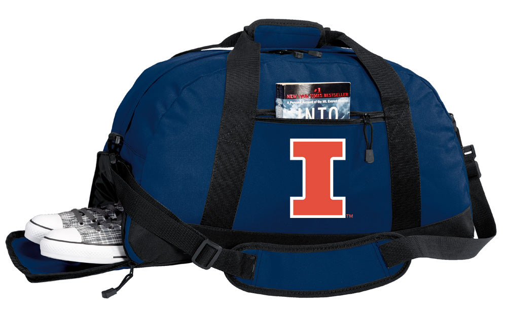 University of Illinois Duffel Bag Illini Gym or Sports Bag with Shoe Pocket