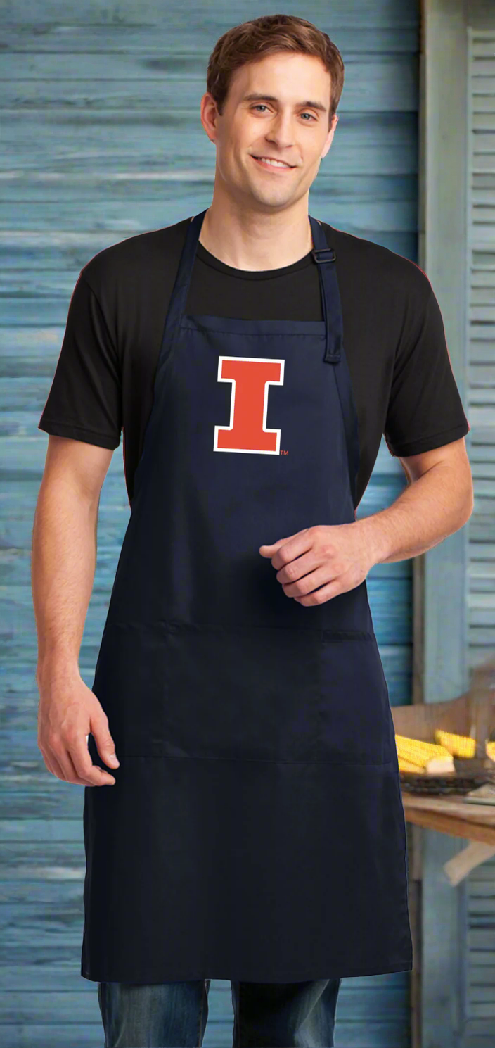 University of Illinois Large Apron Illini Apron - Adjustable with Pockets