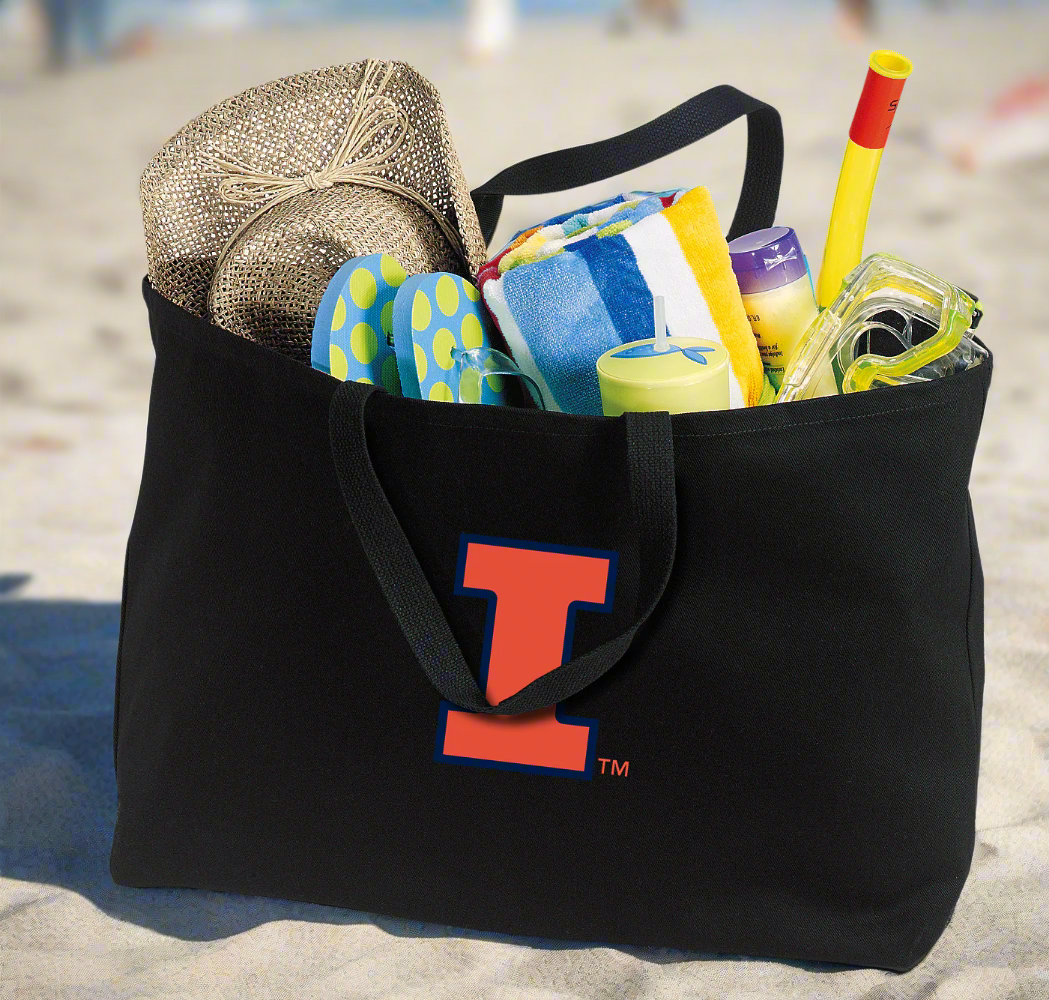 University of Illinois Large Tote Bag Illini Jumbo Tote for Beach Pool or Travel