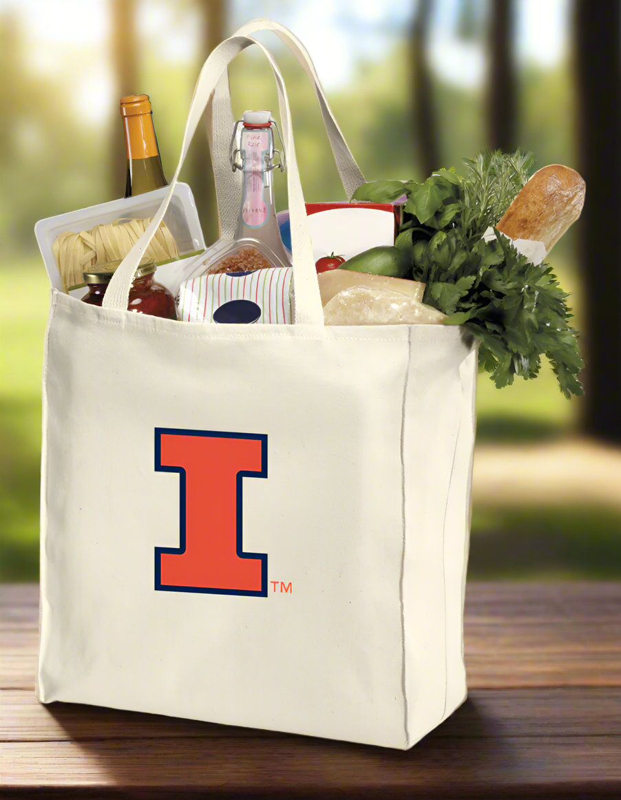 University of Illinois Grocery Shopping Bag Illini Reusable Cotton Bag