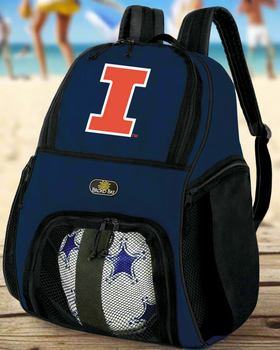 University of Illinois Soccer Ball Backpack or Illini Volleyball Sports Gear Bag