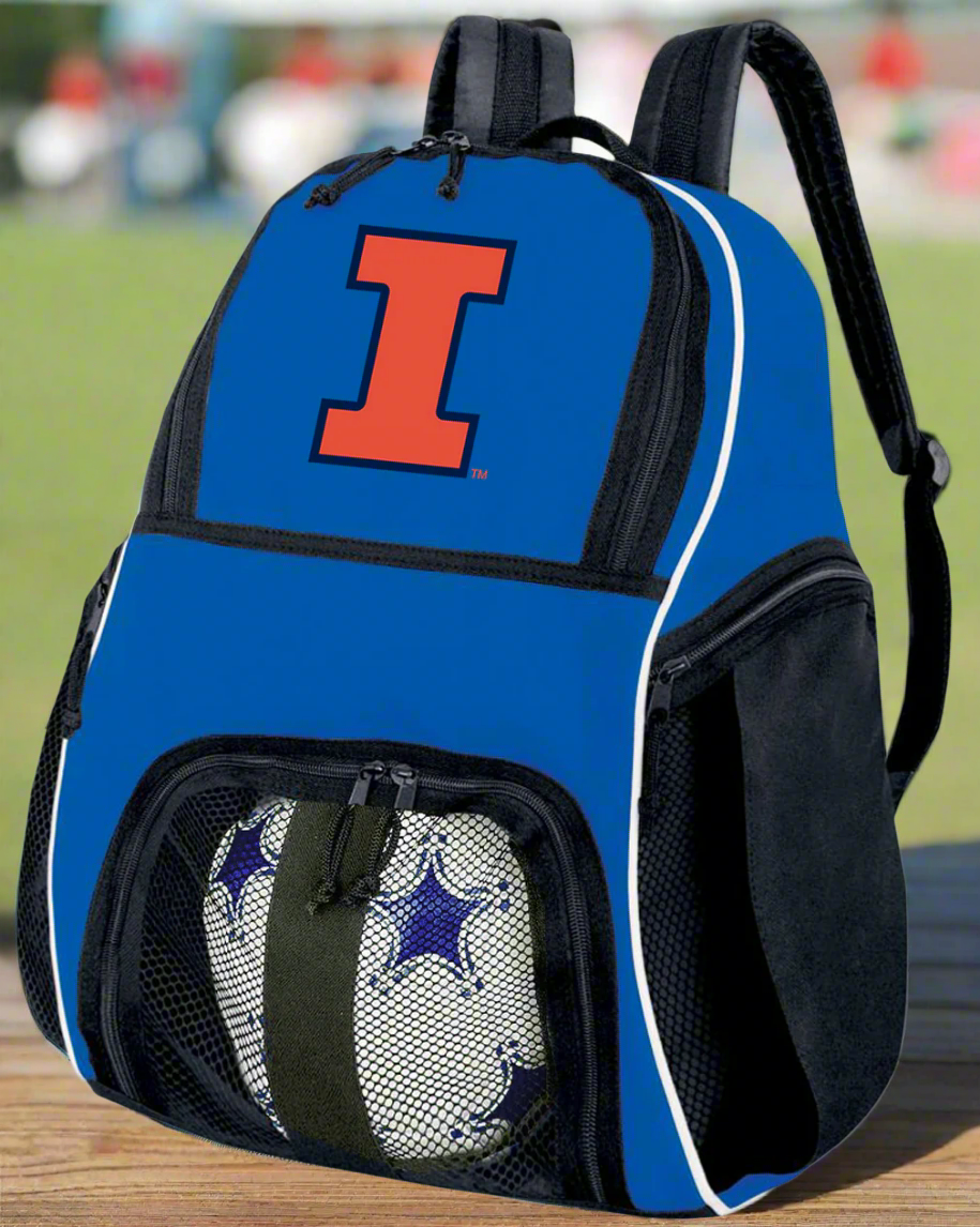 University of Illinois Soccer Ball Backpack or Illini Volleyball Sports Gear Bag