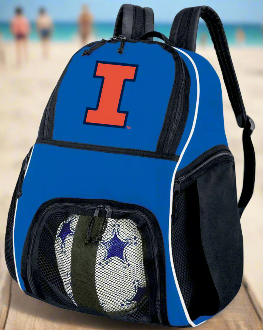 University of Illinois Soccer Ball Backpack or Illini Volleyball Sports Gear Bag