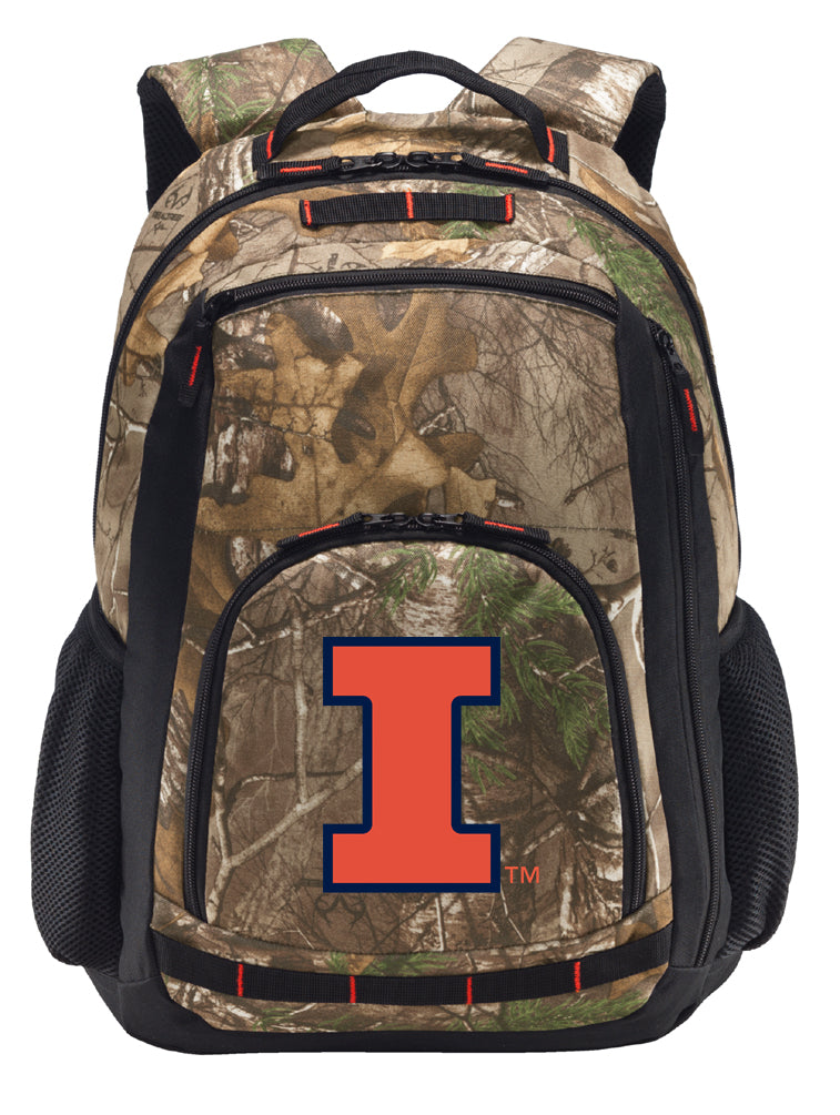 University of Illinois Camo Backpack Illini Laptop Computer Backpack