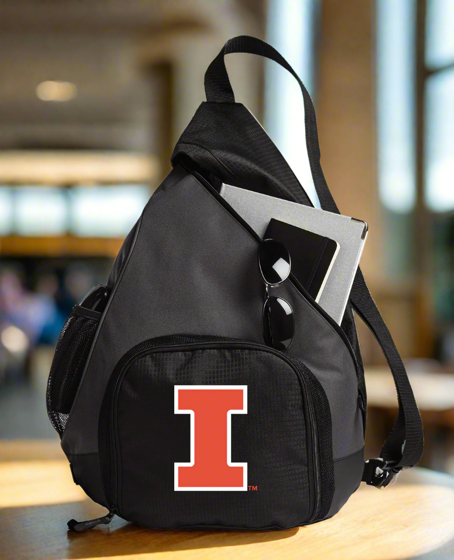 University of Illinois Sling Backpack Illini Bag with Soccer Ball or Volleyball Bag Sports Gear Compartment Practice Bag