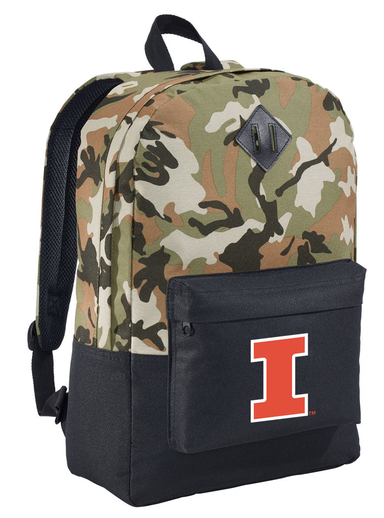 University of Illinois Camo Backpack Illini Medium Classic Style Backpack