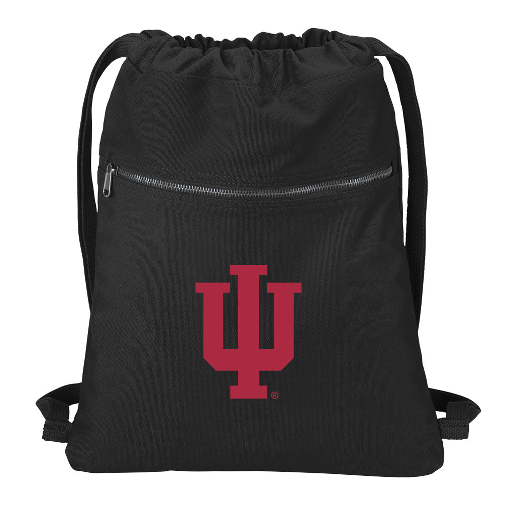 Indiana University Canvas Drawstring Backpack IU Cotton Cinch Pack Bag