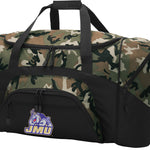 JMU Large Camo Duffel Bag James Madison University Suitcase or Sports Gear Bag