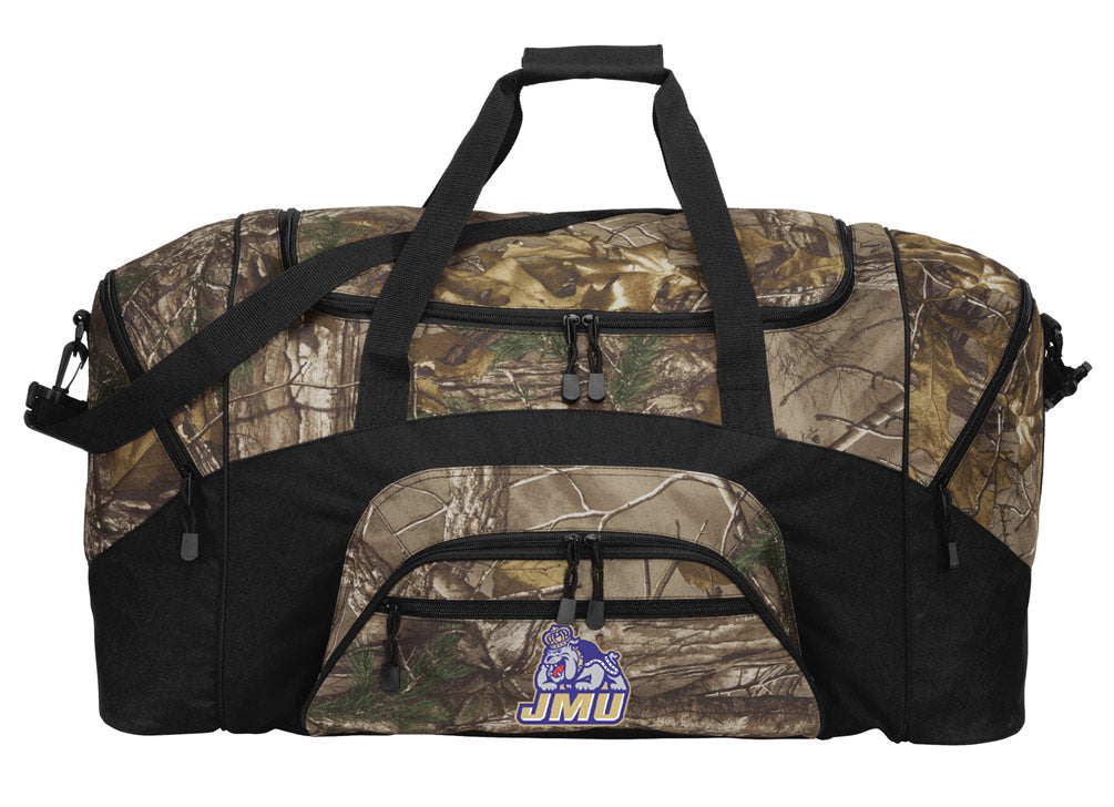 JMU Camo Large Duffel Bag James Madison University Suitcase Travel Bag or Sports Gear Bag