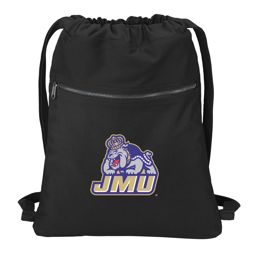 JMU Canvas Drawstring Backpack James Madison University Cotton Cinch Pack Bag