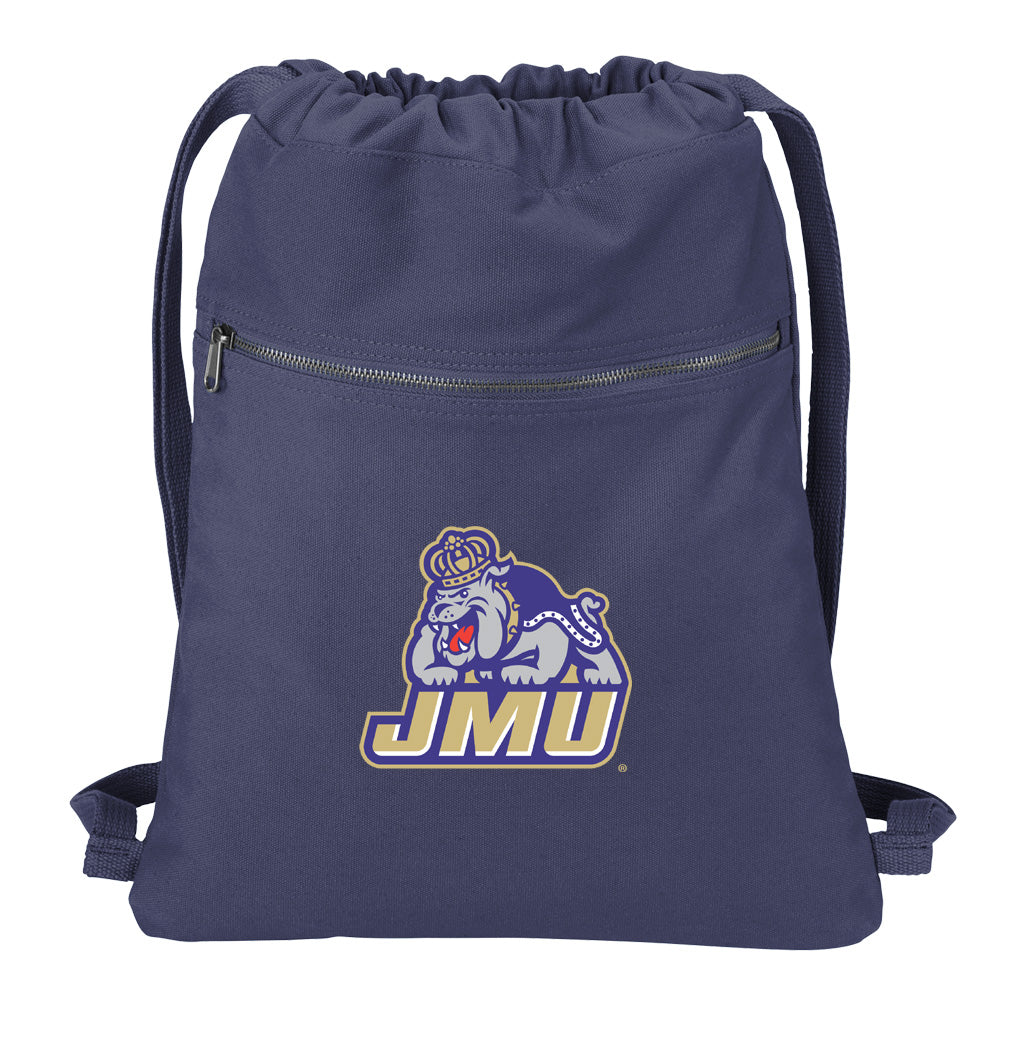 JMU Canvas Drawstring Backpack James Madison University Cotton Cinch Pack Bag