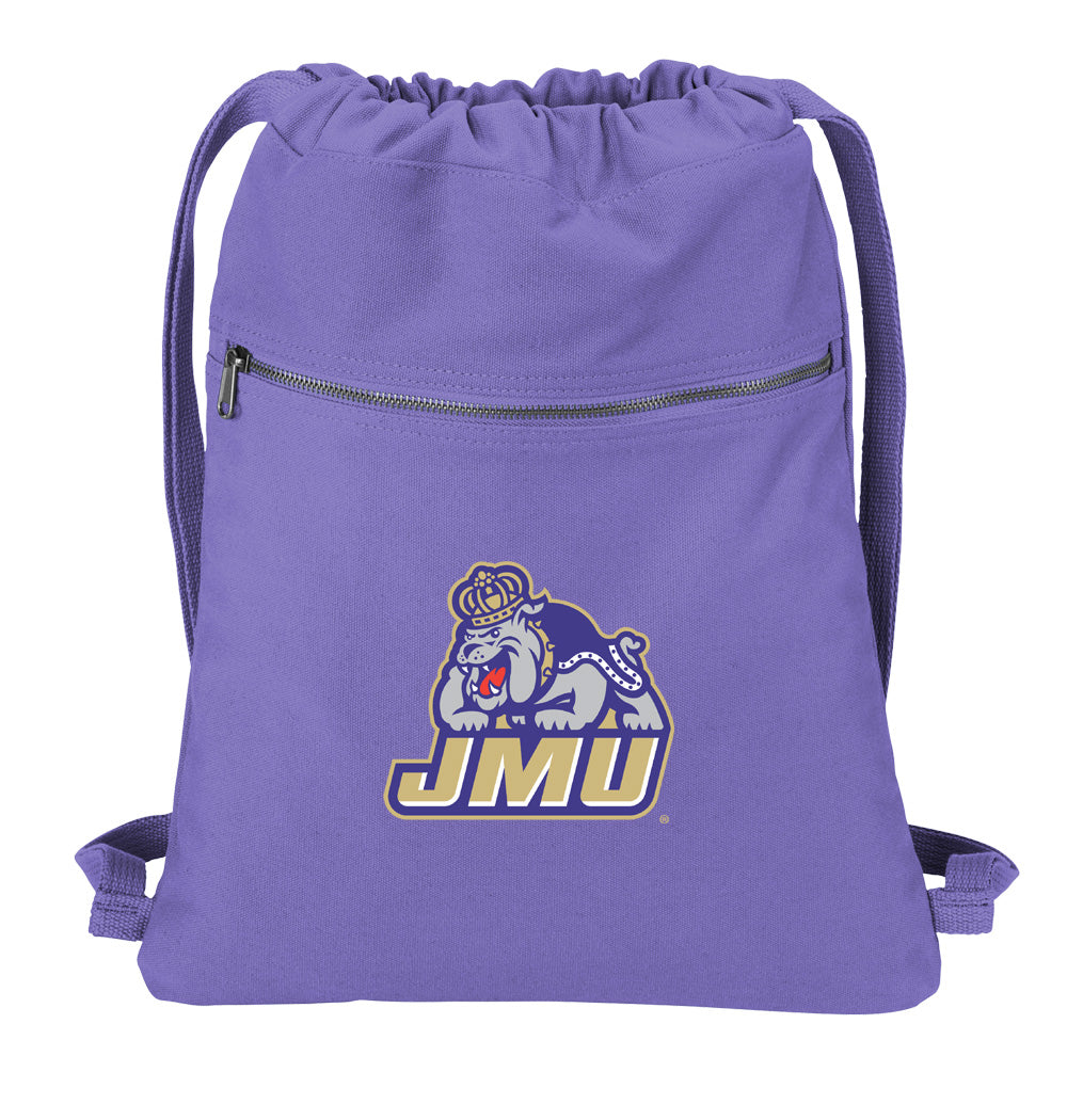 JMU Canvas Drawstring Backpack James Madison University Cotton Cinch Pack Bag