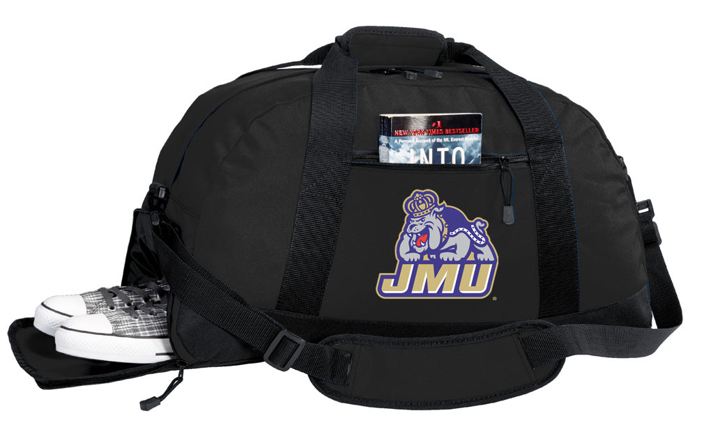 JMU Duffel Bag James Madison University Gym or Sports Bag with Shoe Pocket