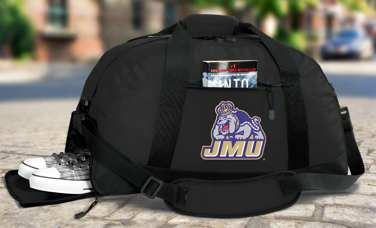 JMU Duffel Bag James Madison University Gym or Sports Bag with Shoe Pocket