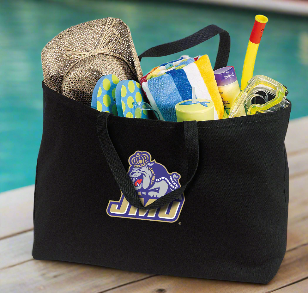 JMU Large Tote Bag James Madison University Jumbo Tote for Beach Pool or Travel