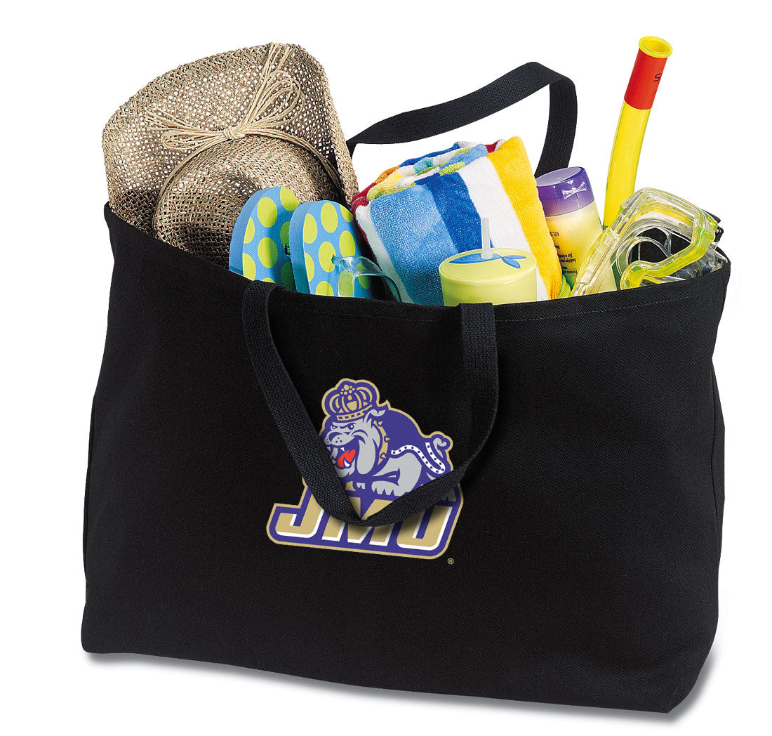 JMU Large Tote Bag James Madison University Jumbo Tote for Beach Pool or Travel