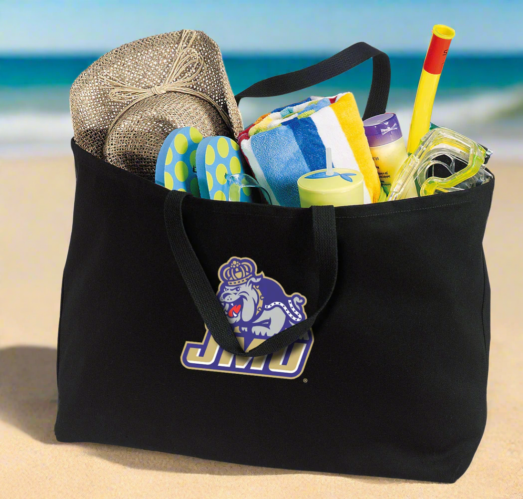 JMU Large Tote Bag James Madison University Jumbo Tote for Beach Pool or Travel