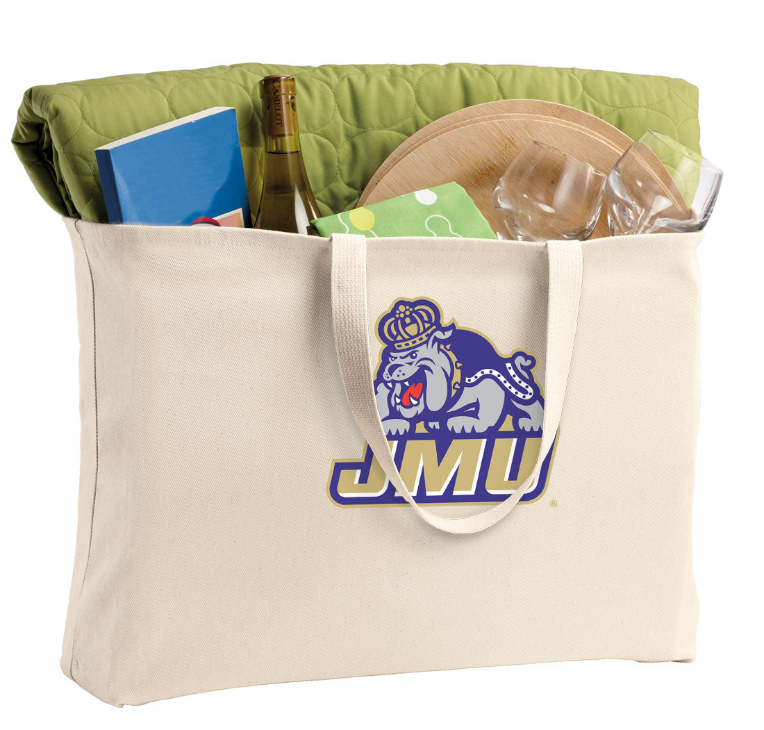 JMU Large Tote Bag James Madison University Jumbo Tote for Beach Pool or Travel