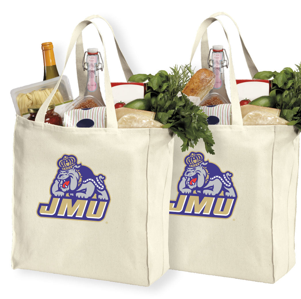 JMU Grocery Shopping Bags 2 PC SET James Madison University Reusable Cotton Bags