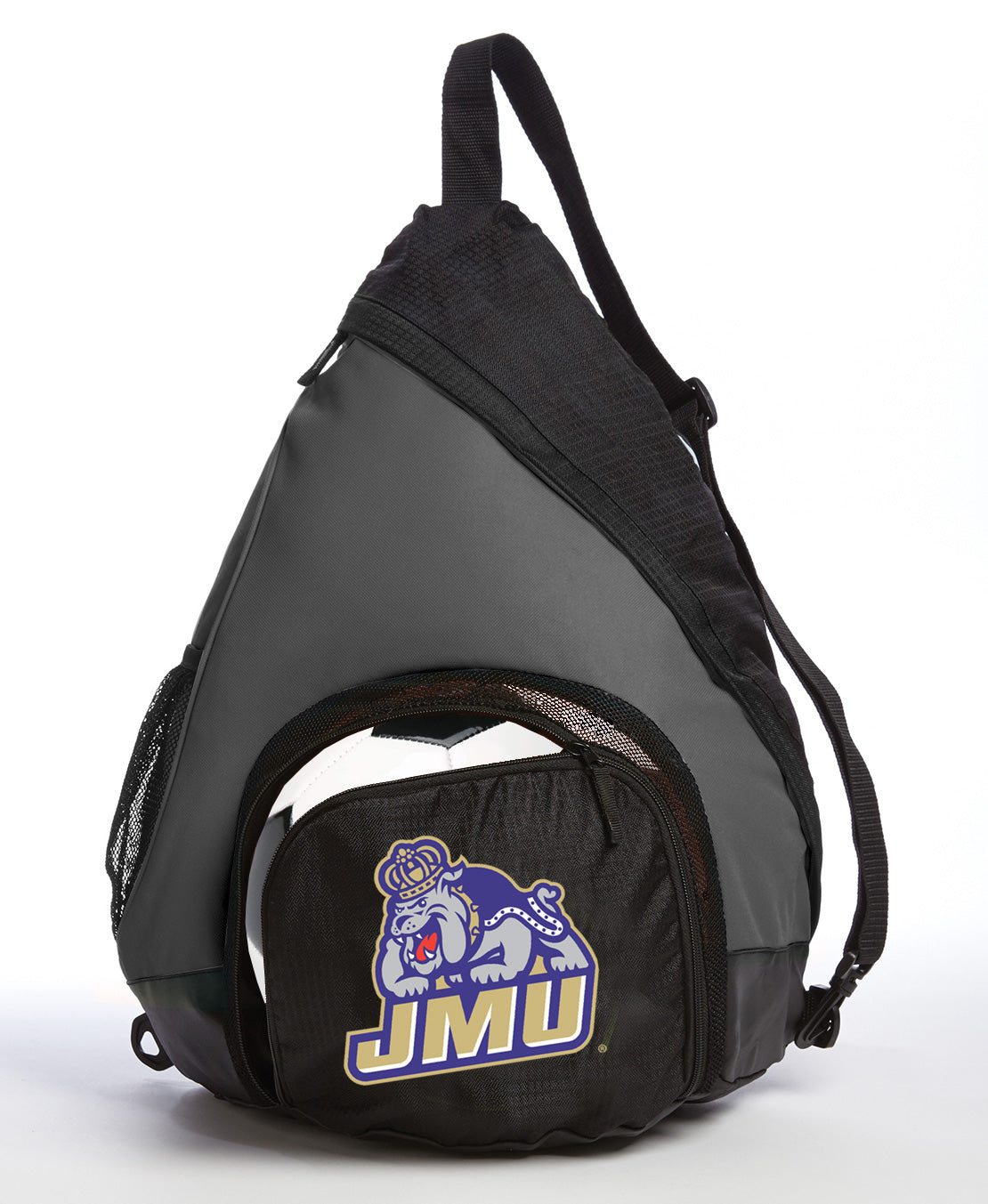 JMU Sling Backpack James Madison University Bag with Soccer Ball or Volleyball Bag Sports Gear Compartment Practice Bag