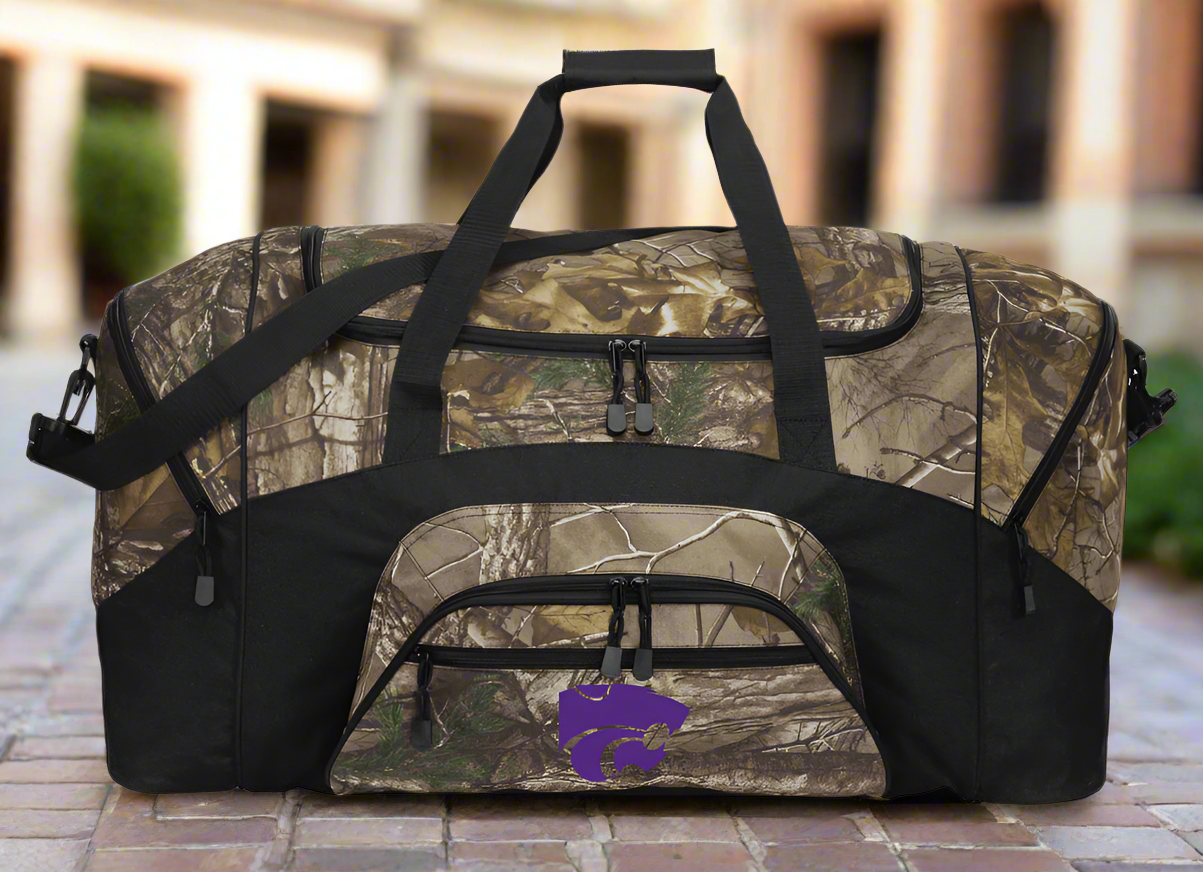 Kansas State Camo Large Duffel Bag K-State Suitcase Travel Bag or Sports Gear Bag