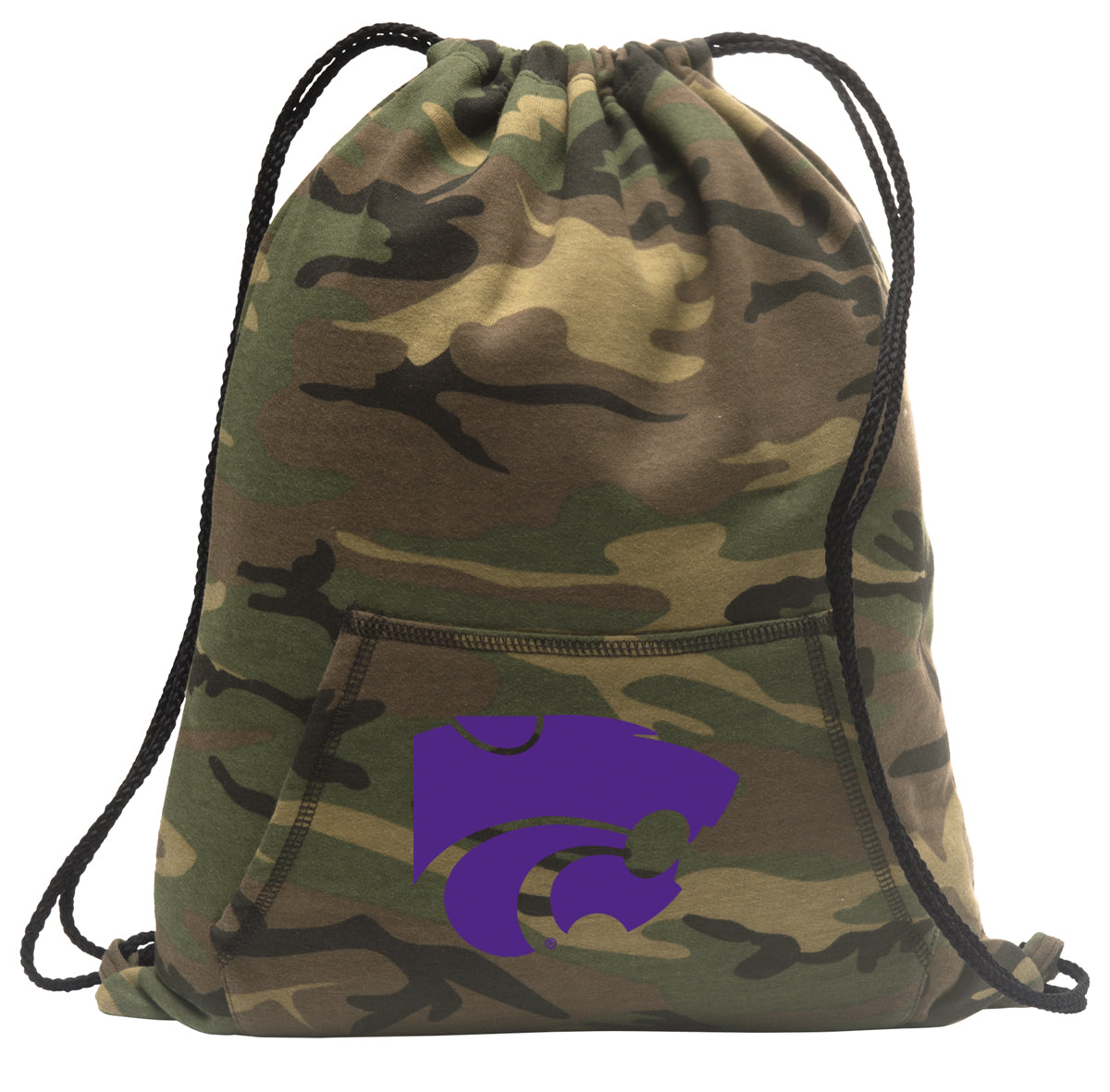 Kansas State Camo Drawstring Backpack K-State Hoody Style Cinch Pack Bag