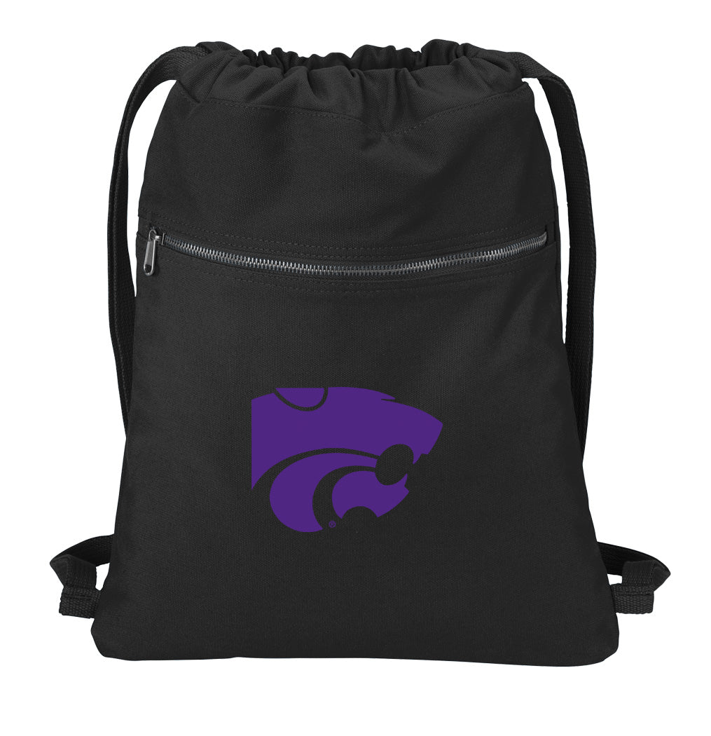 Kansas State Canvas Drawstring Backpack K-State Cotton Cinch Pack Bag