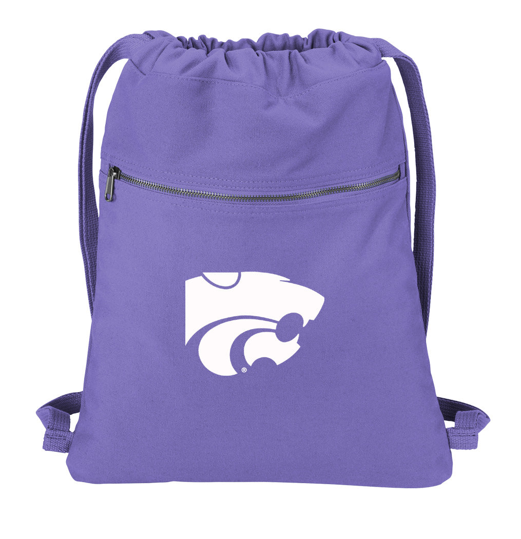 Kansas State Canvas Drawstring Backpack K-State Cotton Cinch Pack Bag