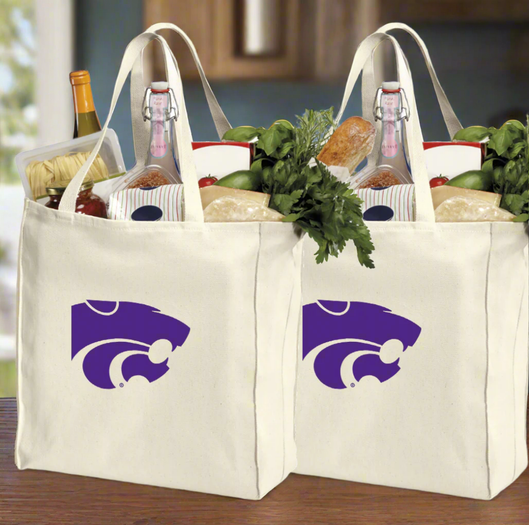 Kansas State Grocery Shopping Bags 2 PC SET K-State Reusable Cotton Bags