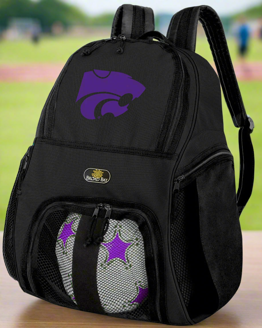 Kansas State Soccer Ball Backpack or K-State Volleyball Sports Gear Bag