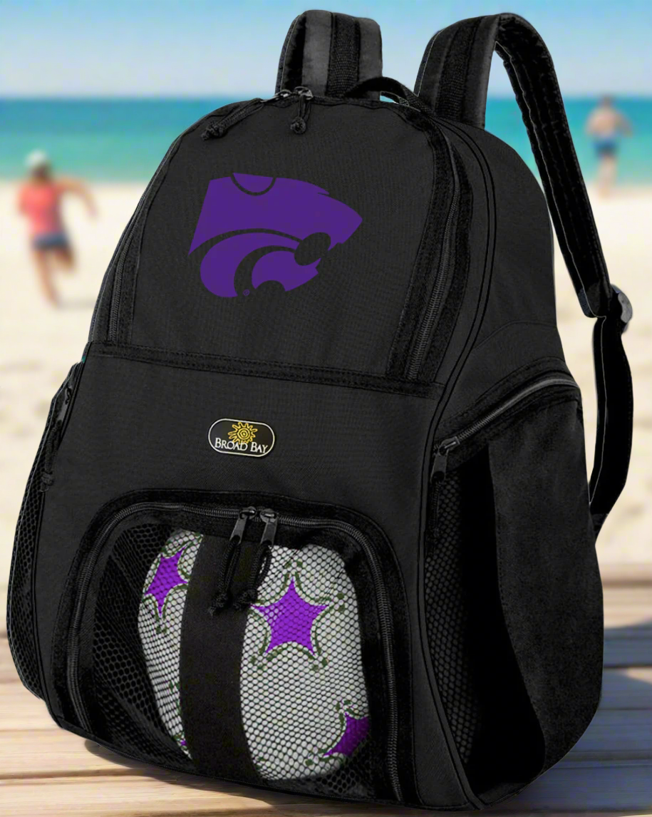 Kansas State Soccer Ball Backpack or K-State Volleyball Sports Gear Bag