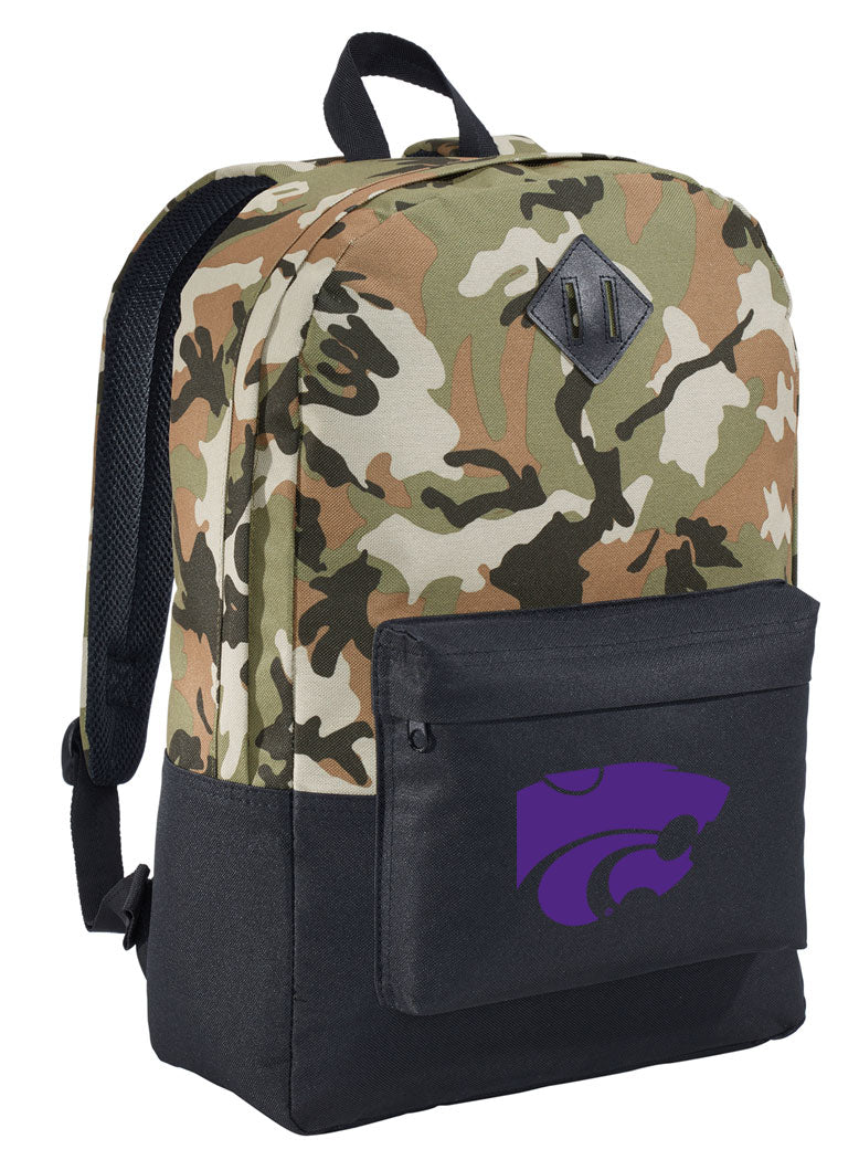 Kansas State Camo Backpack K-State Medium Classic Style Backpack