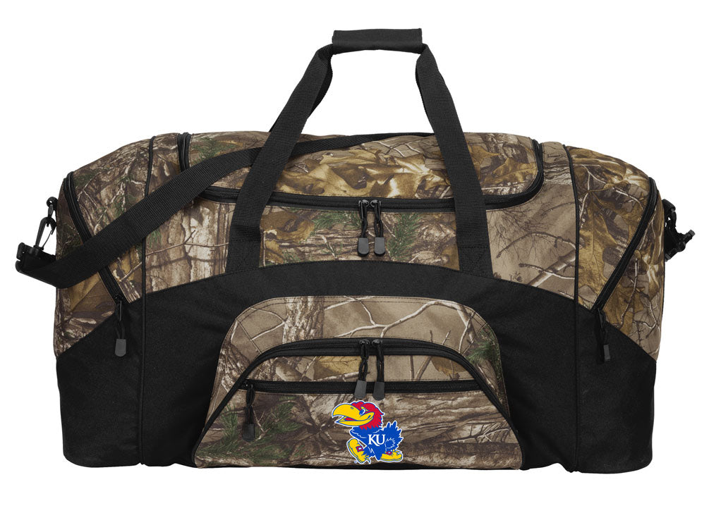 University of Kansas Camo Large Duffel Bag KU Jayhawks Suitcase Travel Bag or Sports Gear Bag