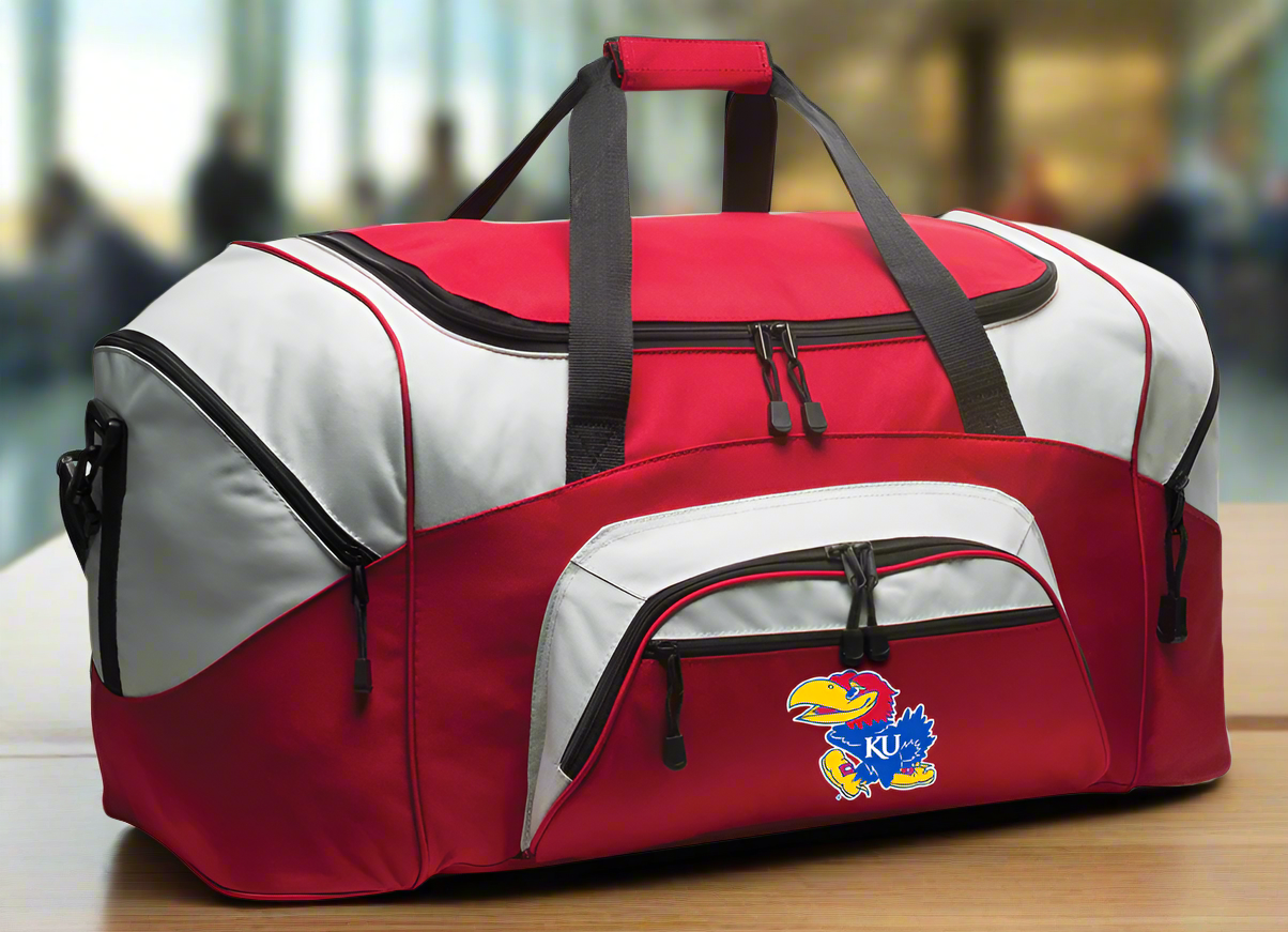 University of Kansas Large Duffel Bag KU Jayhawks Suitcase Luggage Bag