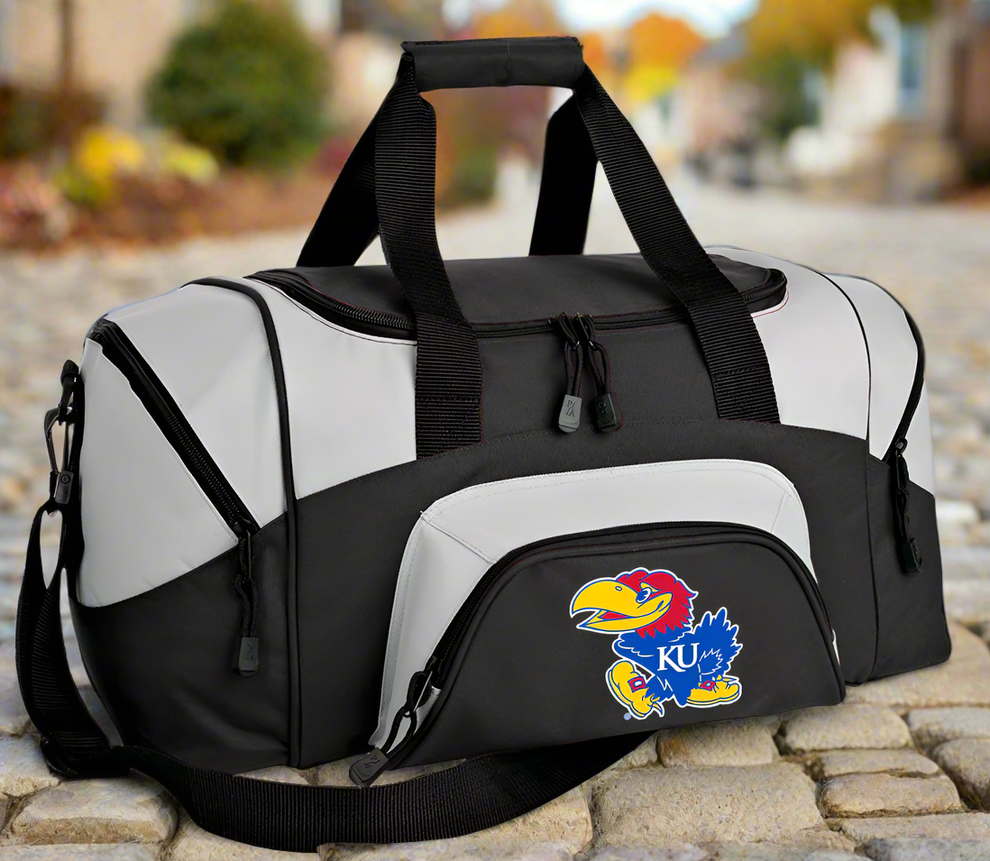 University of Kansas Small Duffel Bag KU Jayhawks Carryon Suitcase or Gym Bag