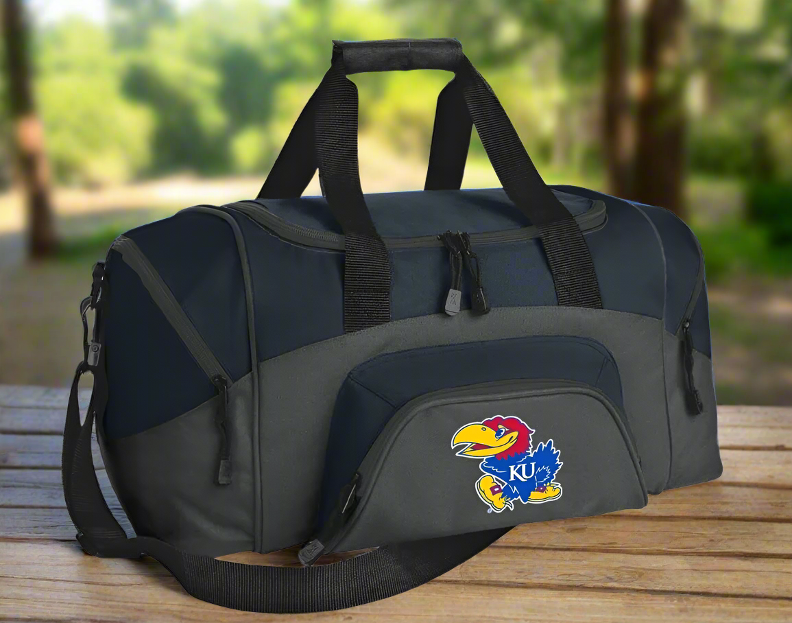 University of Kansas Small Duffel Bag KU Jayhawks Carryon Suitcase or Gym Bag