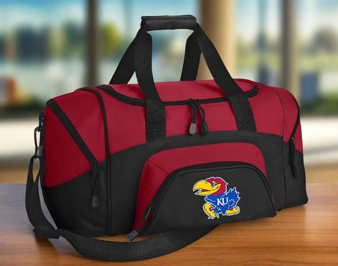 University of Kansas Small Duffel Bag KU Jayhawks Carryon Suitcase or Gym Bag